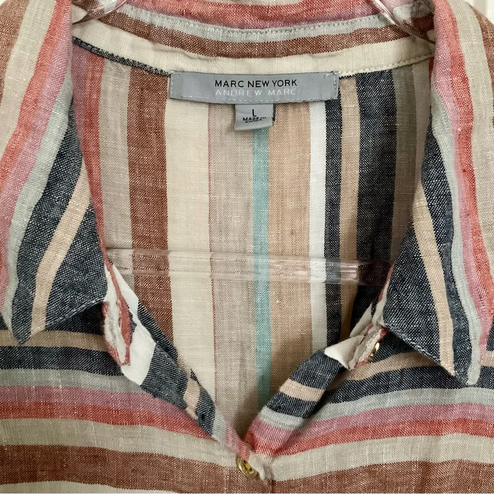 MARC NY Striped Linen Blouse - Picture 3 of 5